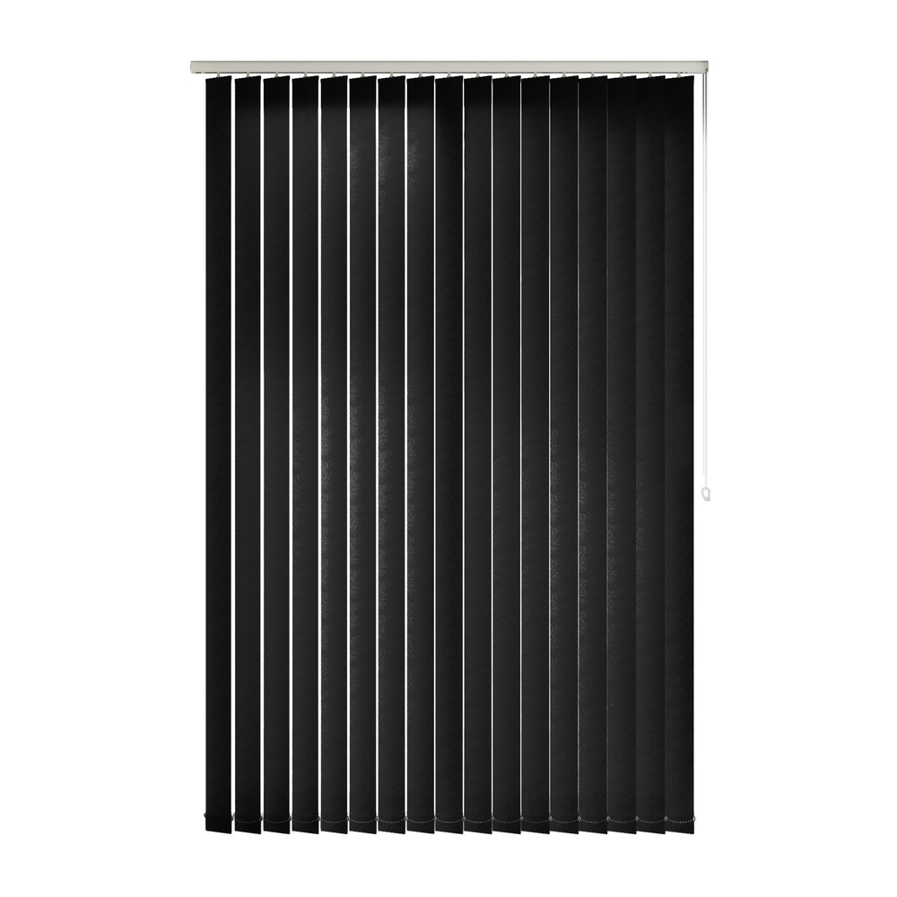 Noir: The Fabric Box Vertical Blinds Glimpse Noir