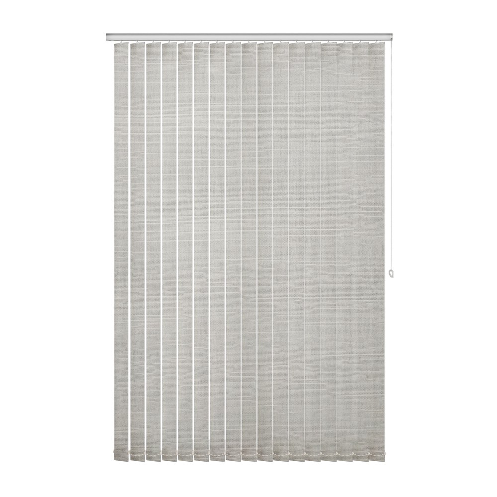 Mist: The Fabric Box Vertical Blinds Hayworth Mist