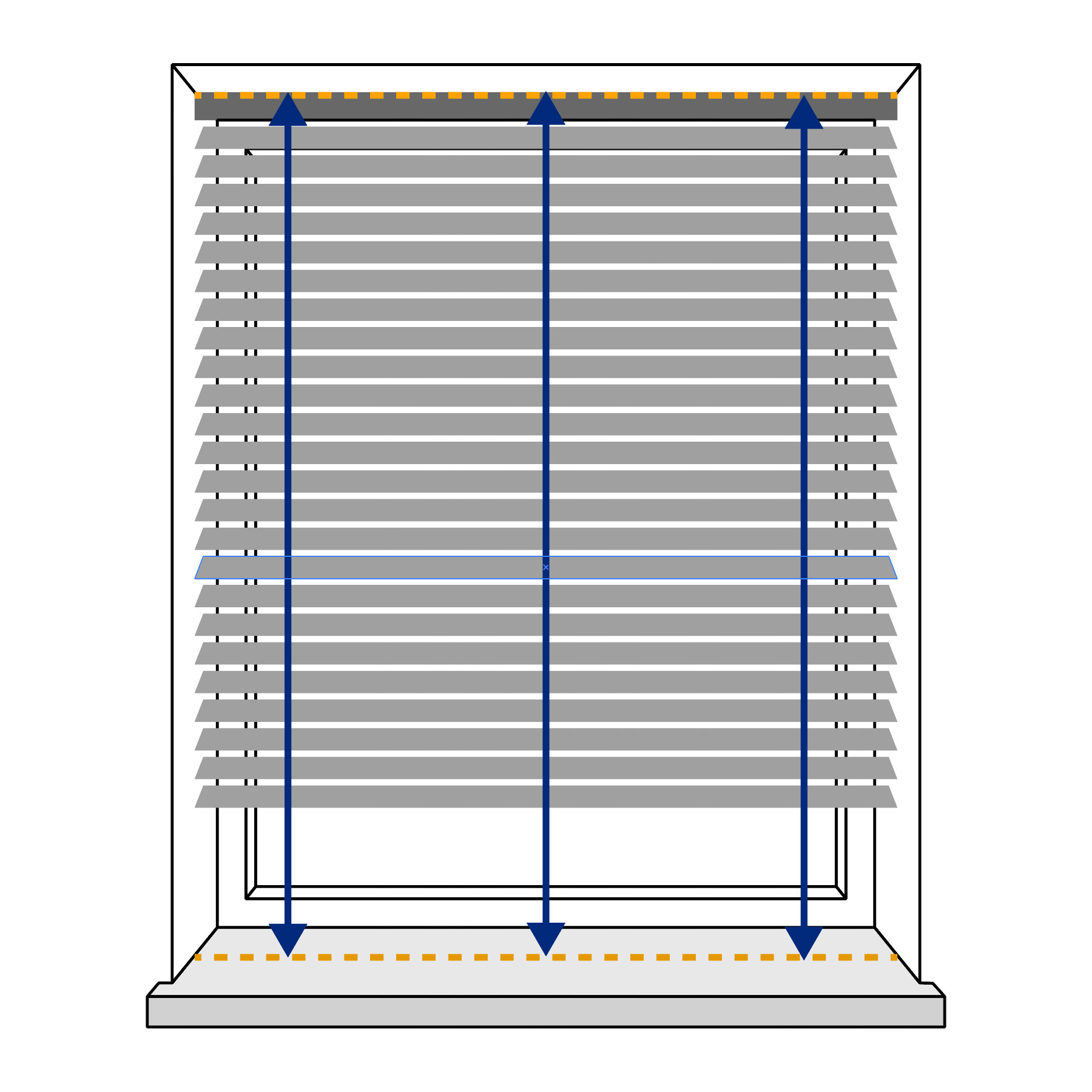 Measuring the drop of a window recess at the top, middle and bottom.